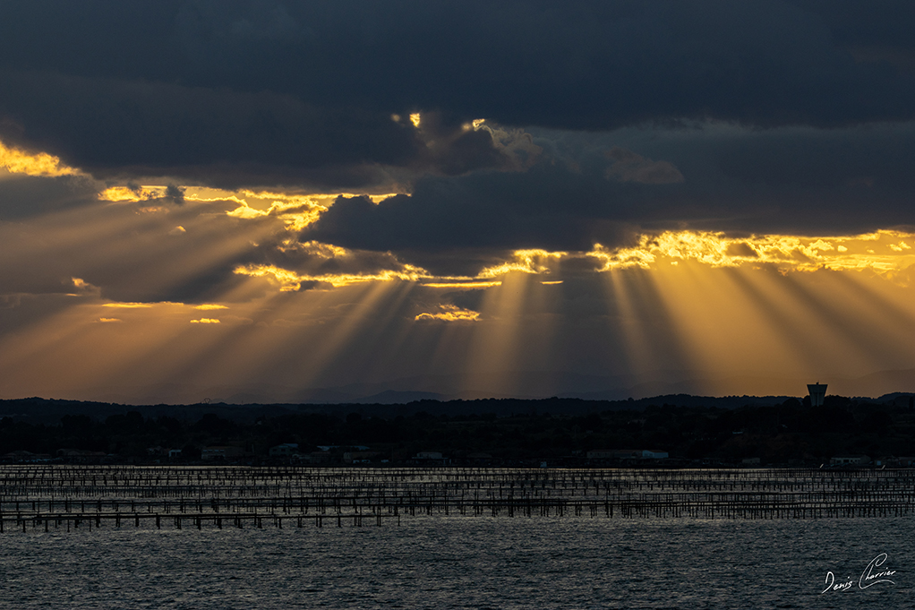Couché de soleil sur l'étang de Thau