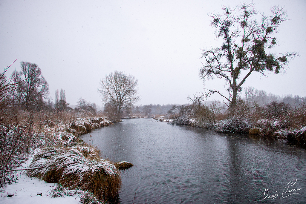 Rivière l'Essonne sous la neige